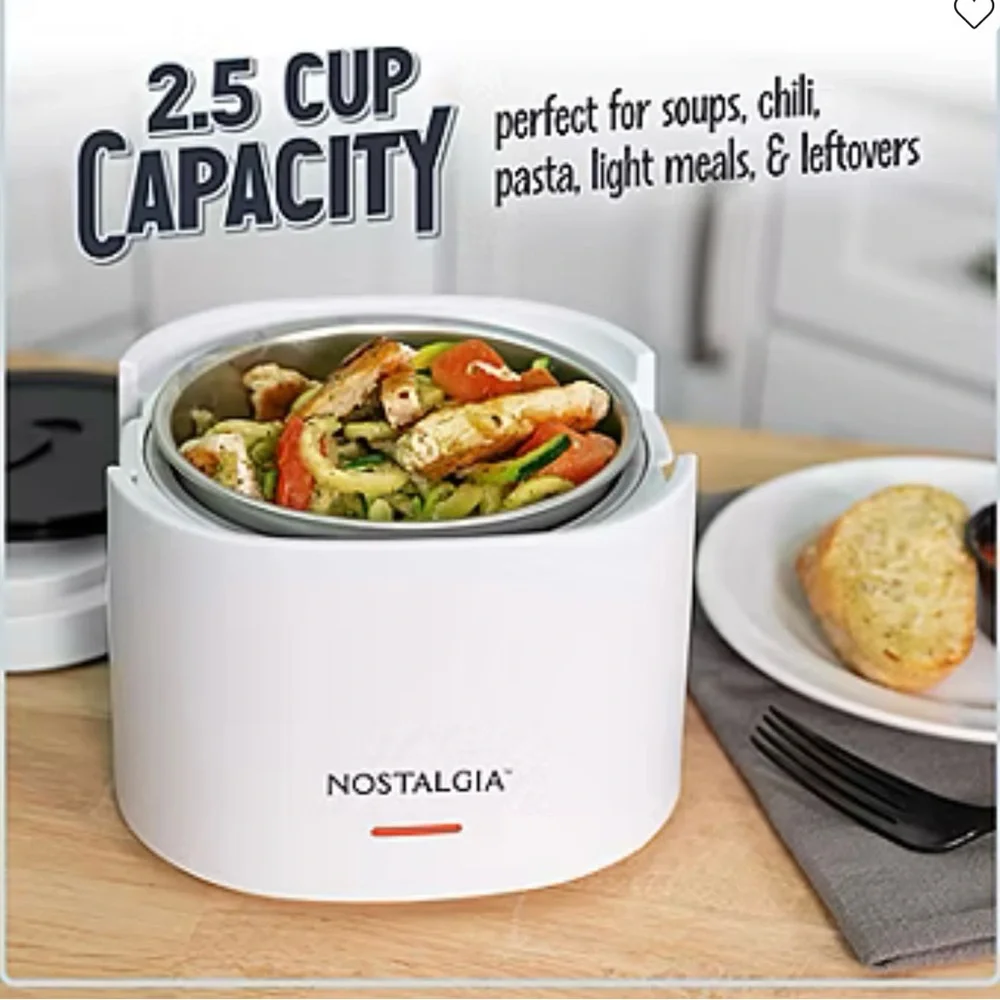 Nostalgia Portable White Food Warmer